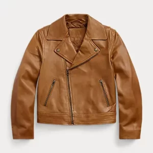 Brown Moto Biker Pure Leather Jacket