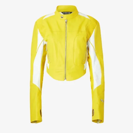 Dua Lipa SpongeBob Crop Faux Leather Jacket