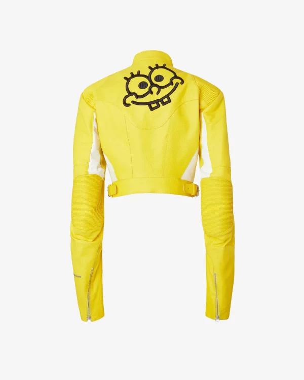 Dua Lipa SpongeBob Crop Leather Jacket