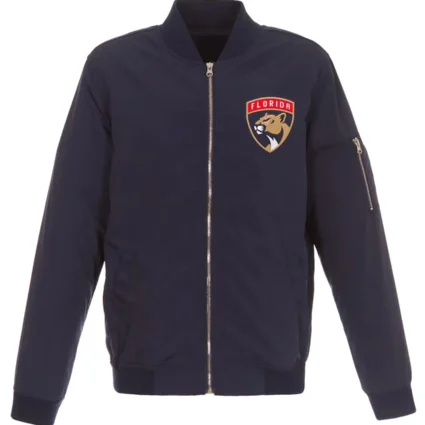 Florida Panthers Lightweight Nylon Navy Bomber Jacket