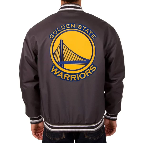 Golden State Warriors Poly Twill Full-Snap Charcoal Varsity Jacket