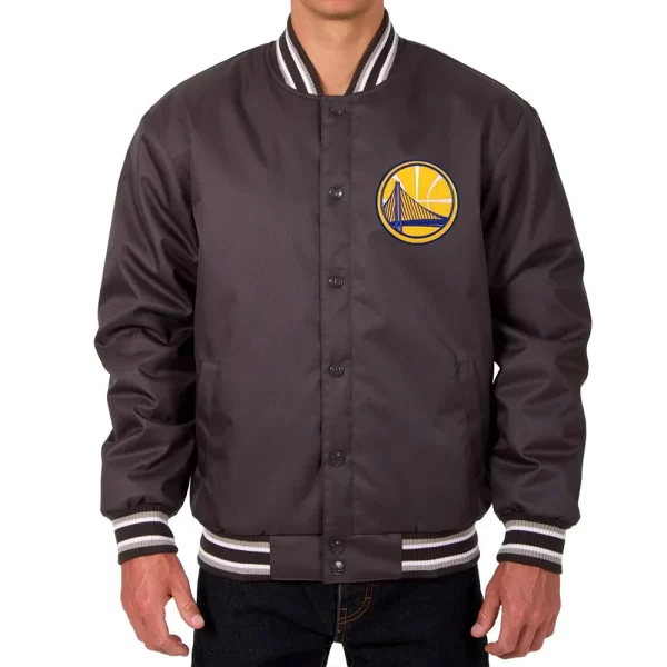 Golden State Warriors Varsity Poly Twill Charcoal Polyester Jacket