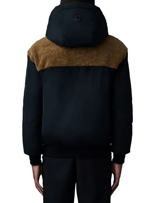 Hooded Shearling Down Wool Jacket