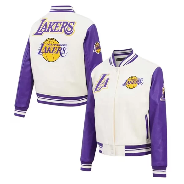 LA Lakers Cream Retro Classic Varsity Jacket