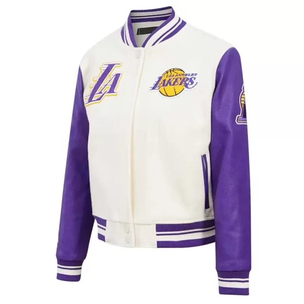 LA Lakers Cream Retro Classic Varsity Wool Jacket