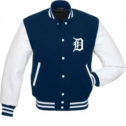 MLB Detroit Tigers Blue and White Varsity Wool Jacket