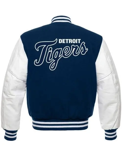 MLB Detroit Tigers Blue and White Wool Varsity Jacket