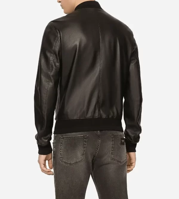 Men’s Casual Bomber Black Leather Jacket