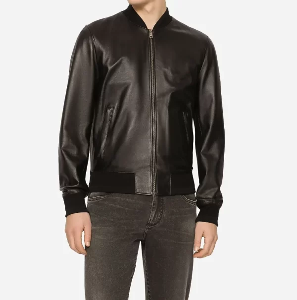 Men’s Casual Bomber Leather Jacket