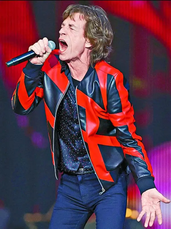 Mick Jagger Red And Black Leather Jacket
