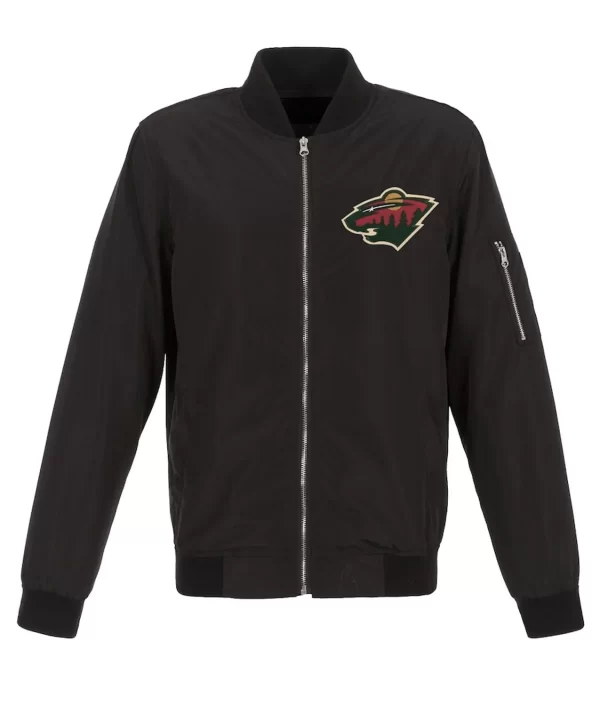 Minnesota Wild Lightweight Black Nylon Bomber Jacket