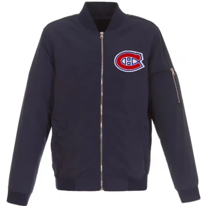 Montreal Canadiens Navy Blue Lightweight Nylon Bomber Jacket