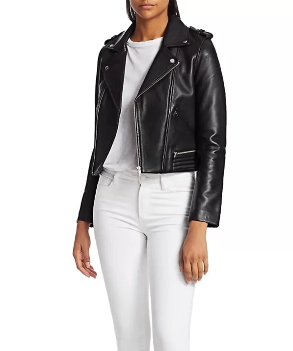 Moto Biker Black Leather Jacket