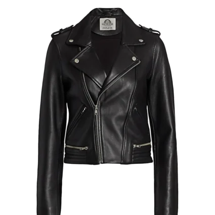 Moto Biker Black Real Leather Jacket