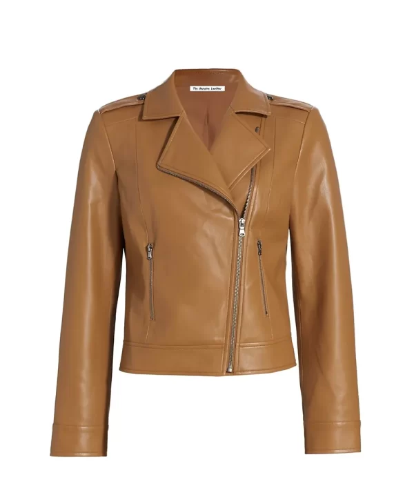 Moto Faux Brown Leather Jacket