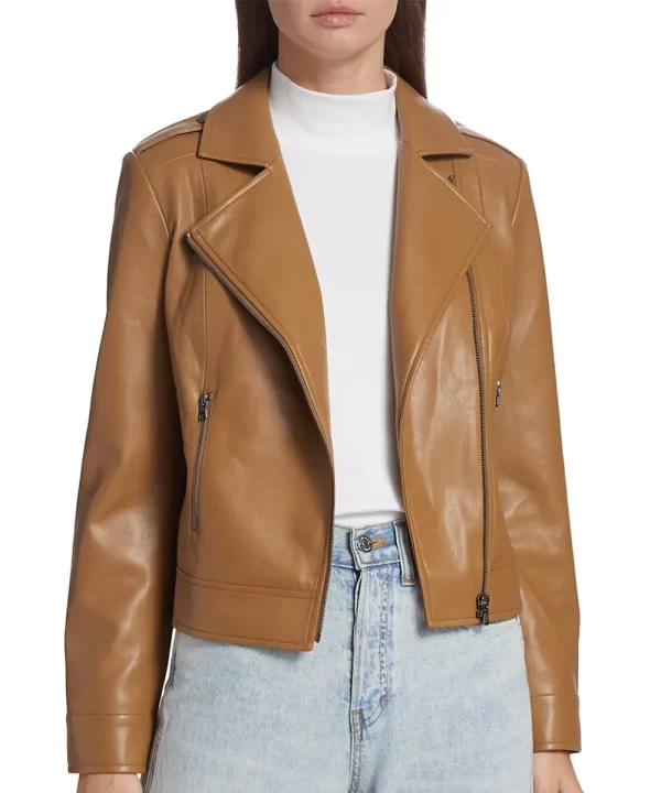 Moto Faux Brown Leather Jacket