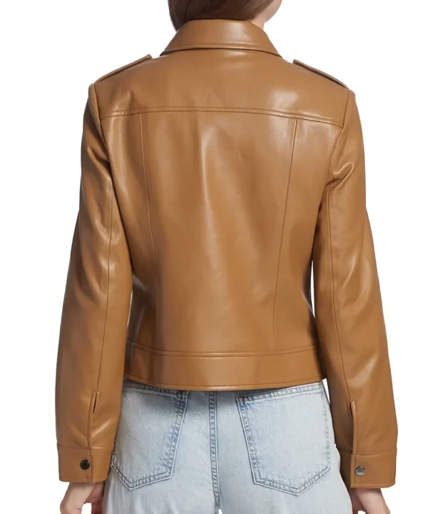 Moto Faux Leather Brown Jacket