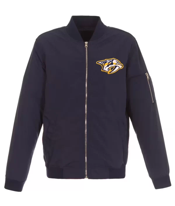 Nashville Predators Navy Lightweight Nylon Bomber Jacket