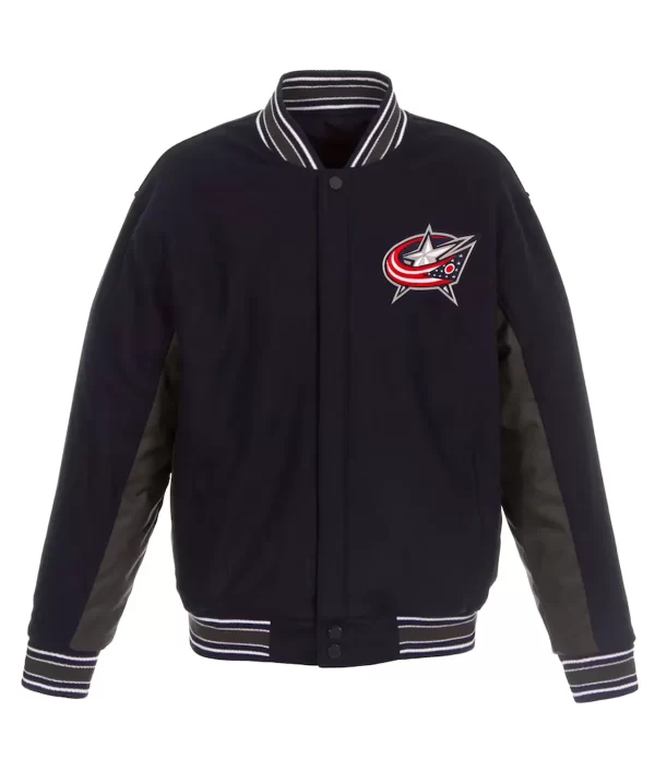 Navy/Charcoal Columbus Blue Jackets Wool Poly-Twill Accent Jacket