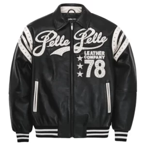 Pelle Pelle Encrusted Leather Varsity Jacket