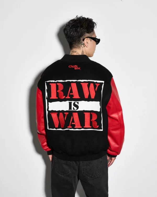 Raw Is War Retro Black Varsity Jacket