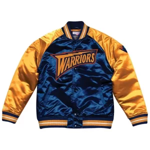 Warriors Blue And Gold Satin Fabric Jacket