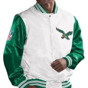 White & Green Kelly Philadelphia Eagles Legend Satin Jacket