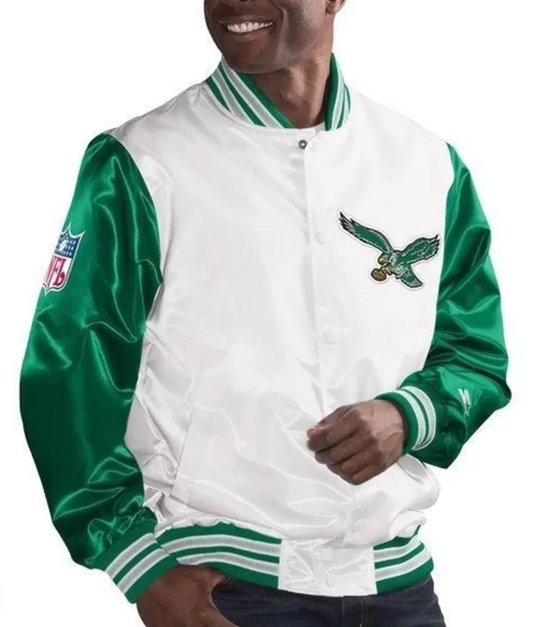 White & Green Kelly Philadelphia Eagles Legend Satin Jacket