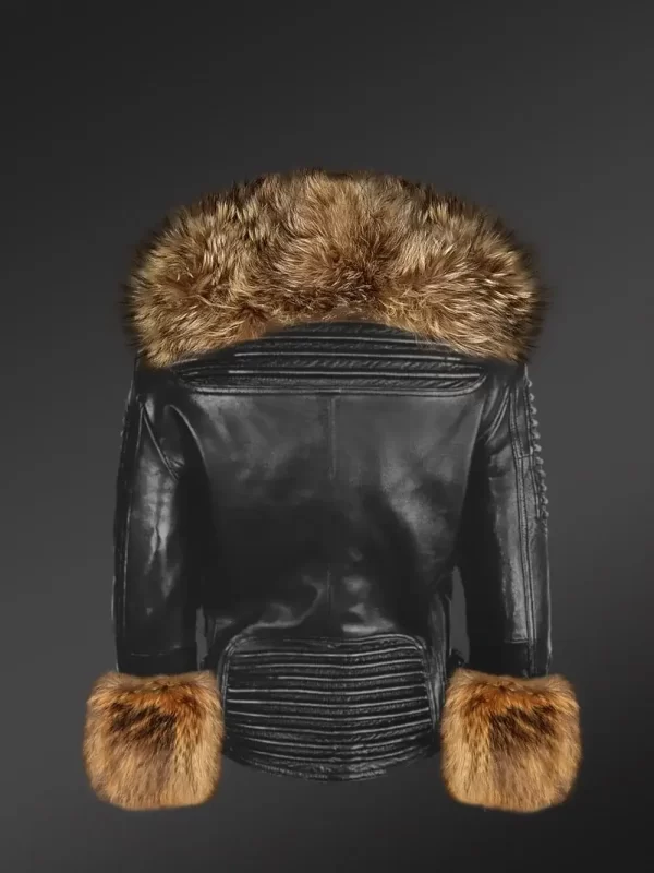 Women’s Fur Leather Black Jacket