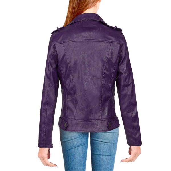 Womens Genuine Leather Purple Jacket