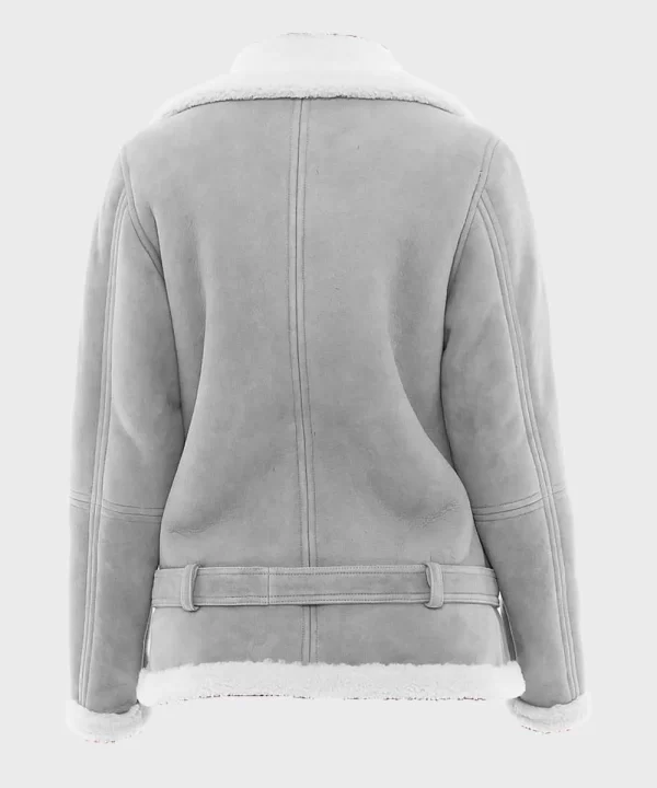 Women’s Grey Suede Shearling Leather Jacket