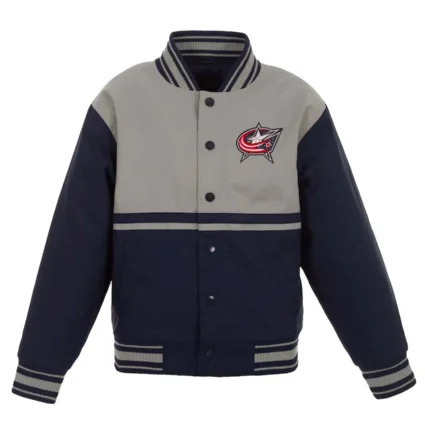 Youth Columbus Blue Jackets Navy and Gray Poly Twill Jacket
