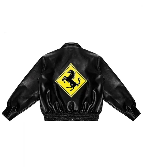 A Few Good Kids Yellow & Black Letterman Bomber Leather Jacket