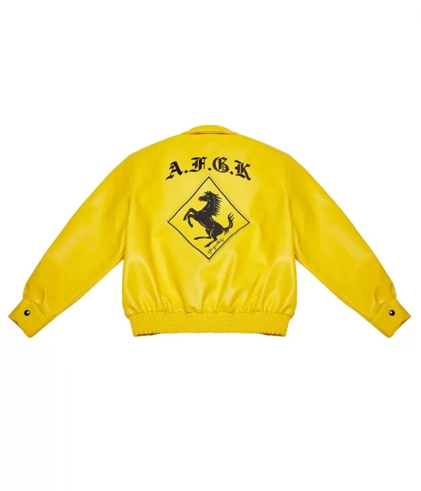 A Few Good Kids Yellow & Black Letterman Bomber Leather Jacket