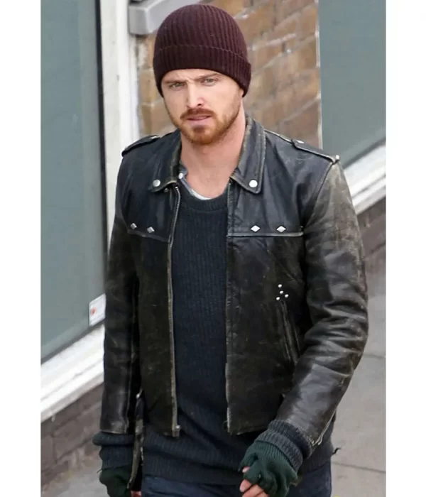 A Long Way Down Aaron Paul Biker Leather Jacket