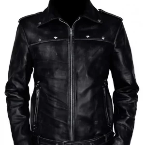 A Long Way Down Aaron Paul Black Biker Leather Jacket