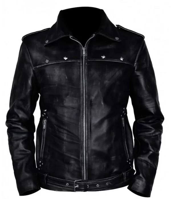 A Long Way Down Aaron Paul Black Biker Leather Jacket