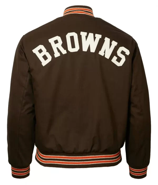 Authentic Cleveland Browns 1950 Bomber Brown Satin Jacket