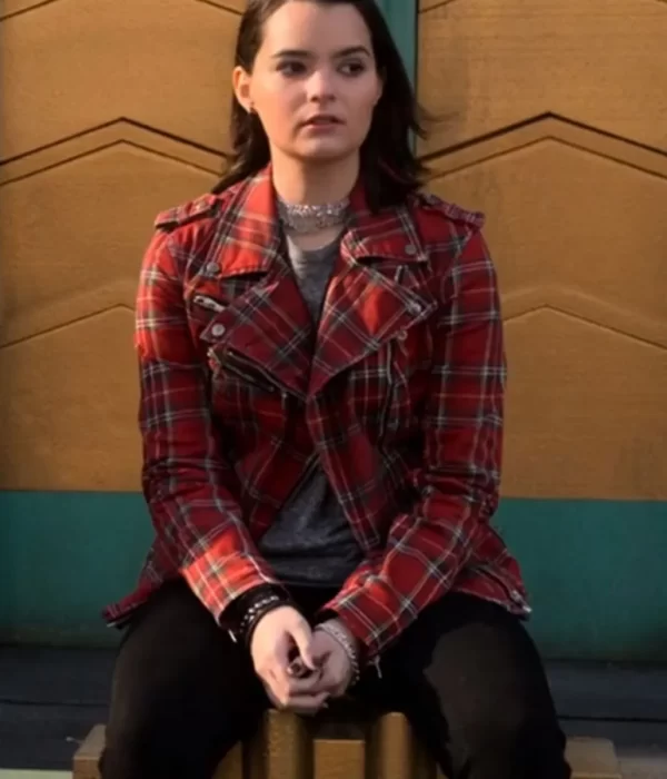 Brianna Hildebrand Lucifer Rory Plaid Red Motorcycle Jacket