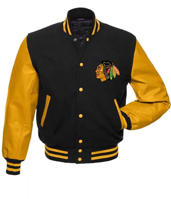 Chicago Blackhawks NHL Varsity Black and Yellow Jacket