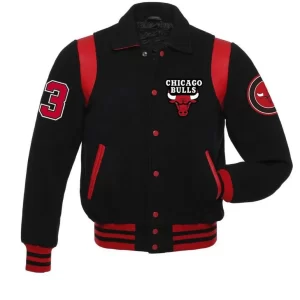 Chicago Bulls Sailor Collar Black Varsity Jacket