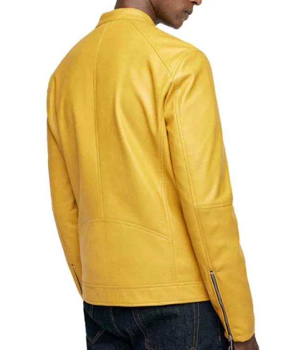Men’s Classic Yellow Leather Faux Jacket