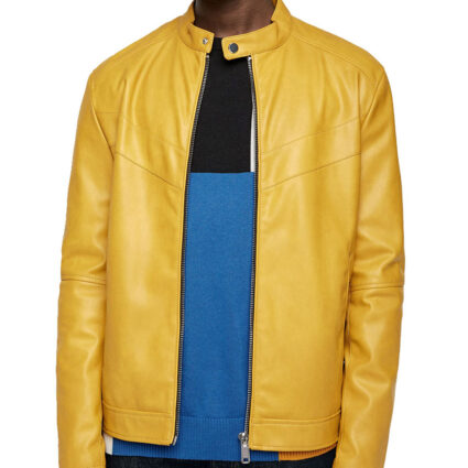Men’s Classic Yellow Leather Jacket