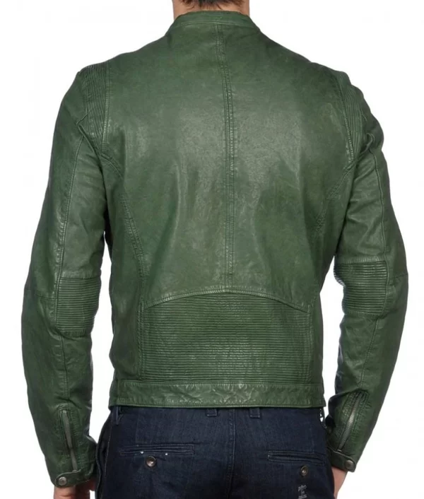 Men’s Faux Leather Green Jacket