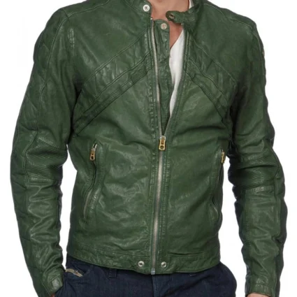 Men’s Green Faux Leather Jacket