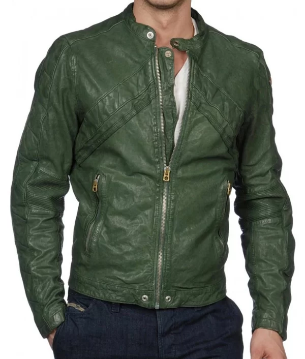 Men’s Green Faux Leather Jacket