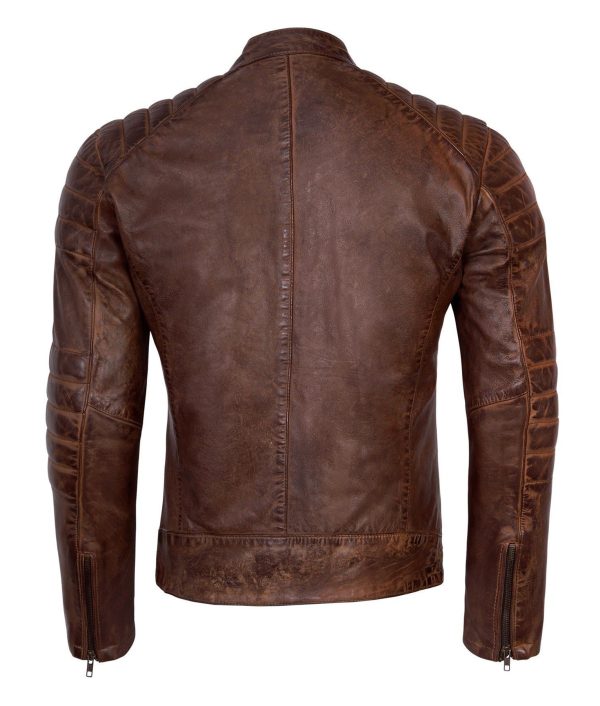 Men’s Vintage Brown Cafe Racer Real Leather Jacket