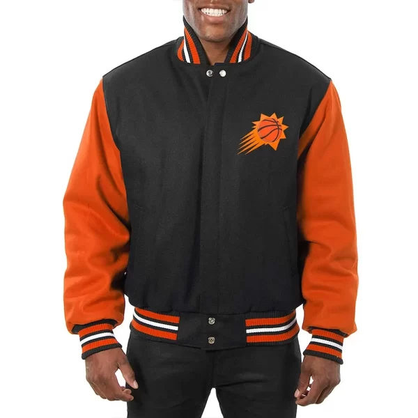 Phoenix Suns Domestic Two-Tone Varsity Orange & Black Wool Jacket