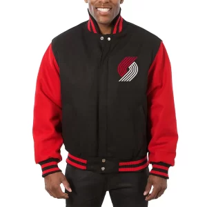 Portland Trail Blazers Black and Red Varsity All Wool Jacket