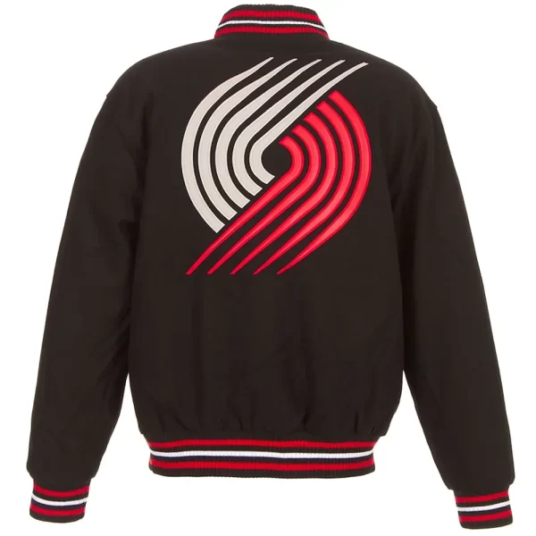 Portland Trail Blazers Two-Hit Full-Snap Wool Varsity Black Jacket